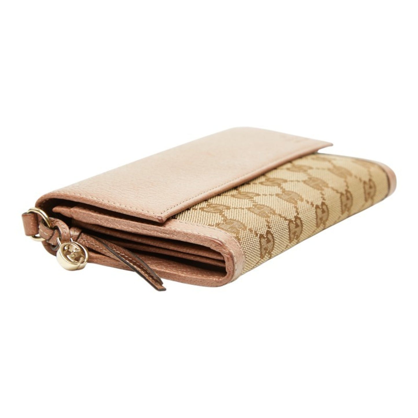 Gucci Beige Pink Canvas Leather Long Wallet (Bi-Fold) ( )