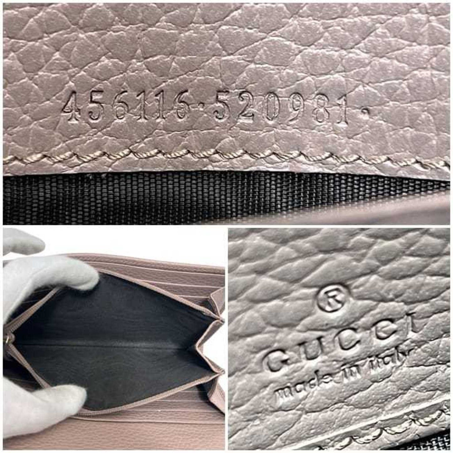 Gucci Pink Beige Leather Long Wallet (Bi-Fold) ( )
