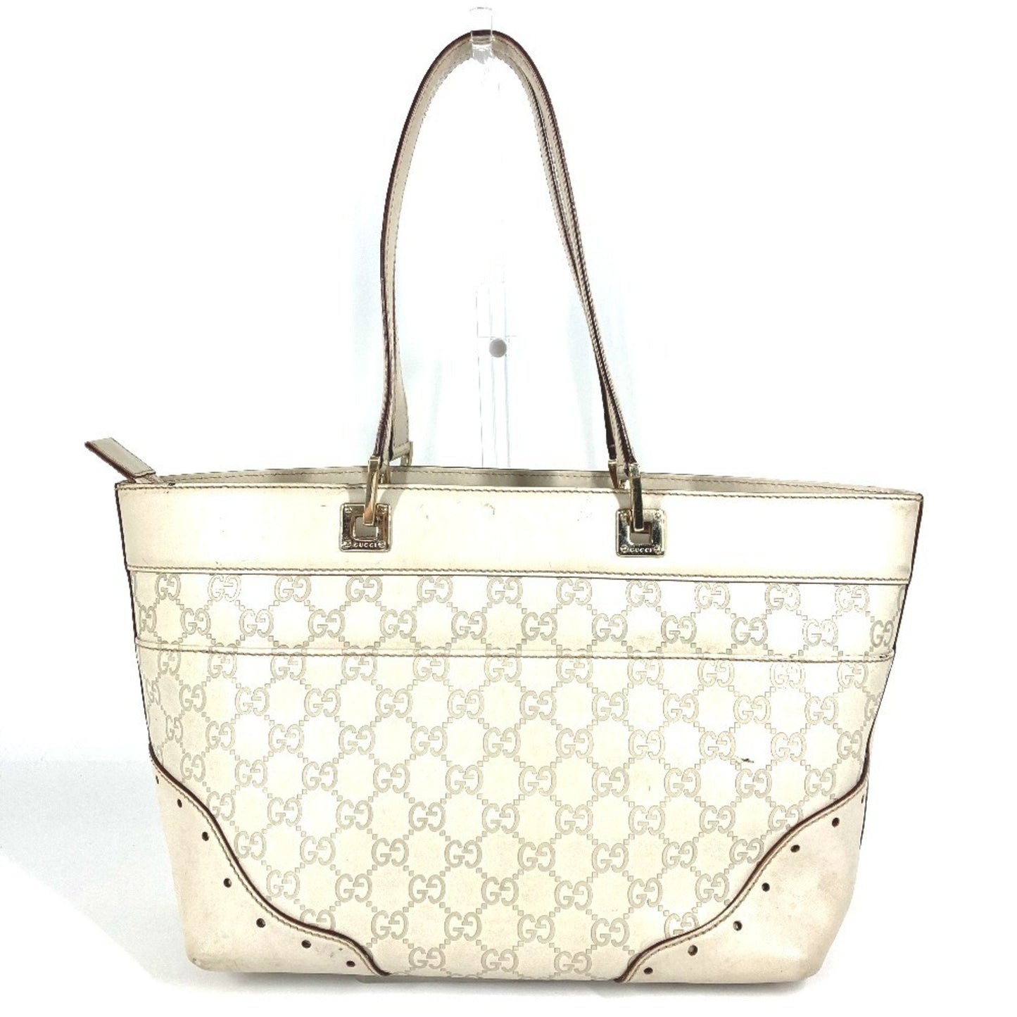 Gucci Off-White Leather Shoulder Bag Tote Bag ( )