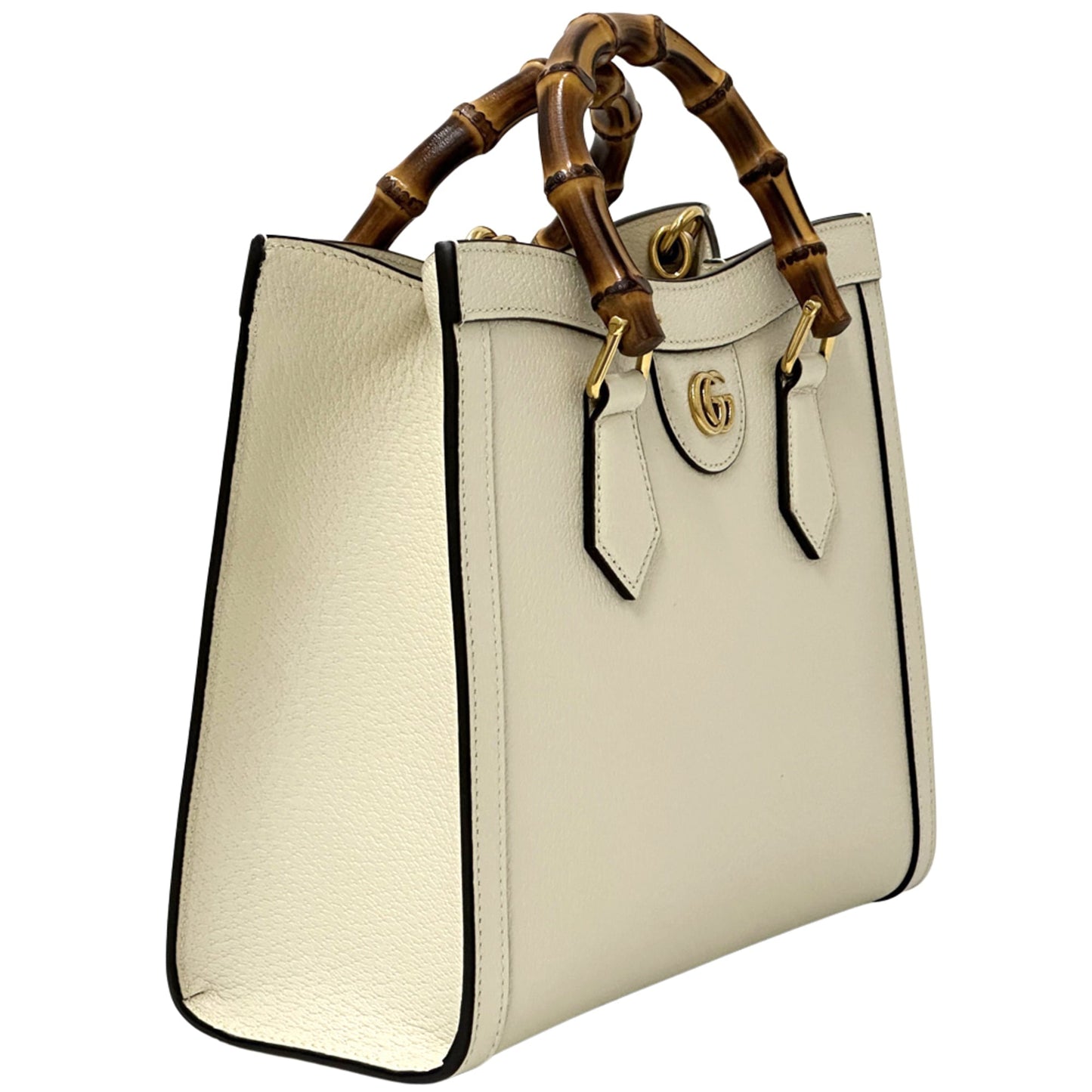 Gucci Bamboo White Leather Handbag Shoulder Bag ( )