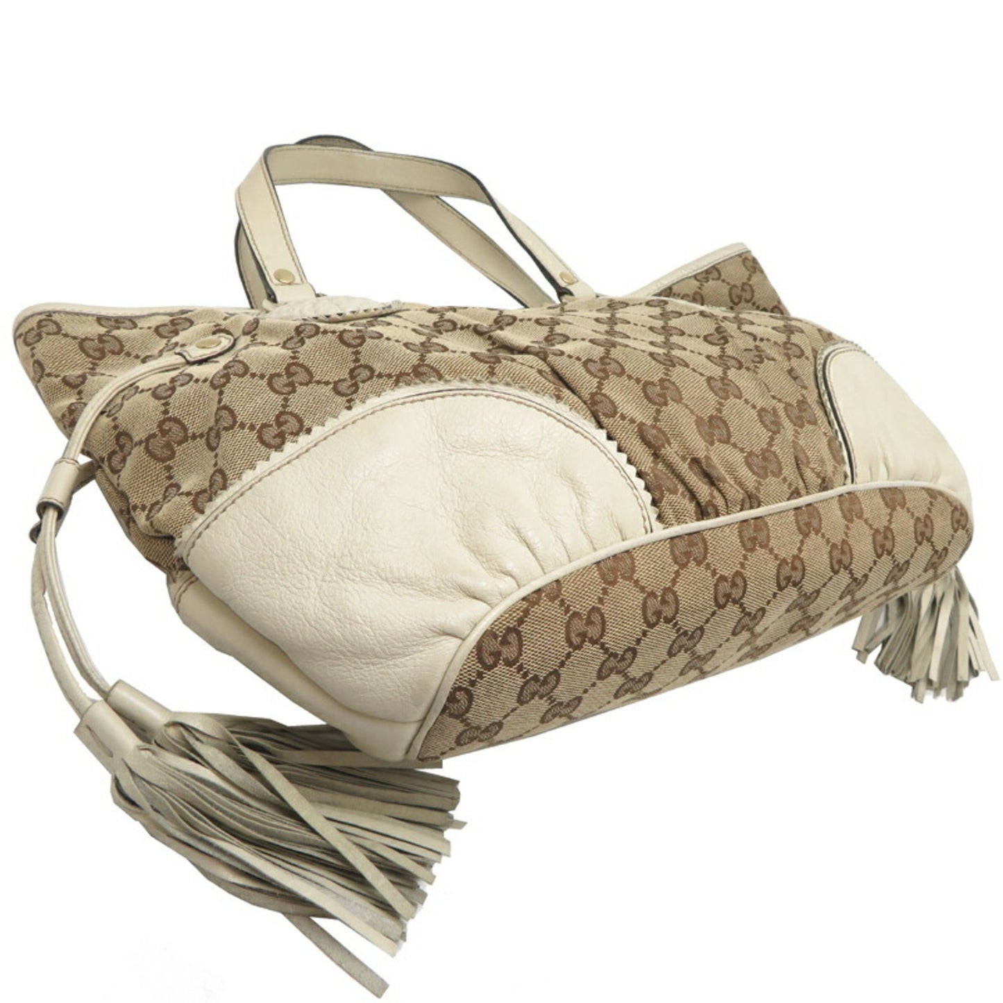 Gucci Beige White Gg Canvas Tote Bag ( )