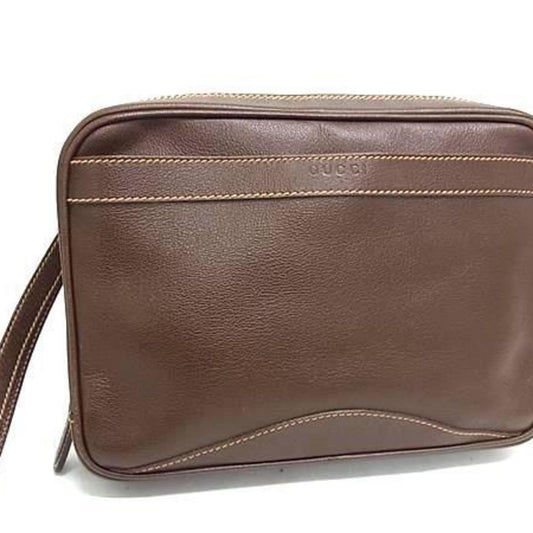 Gucci Brown Leather Clutch Bag Handbag ( )