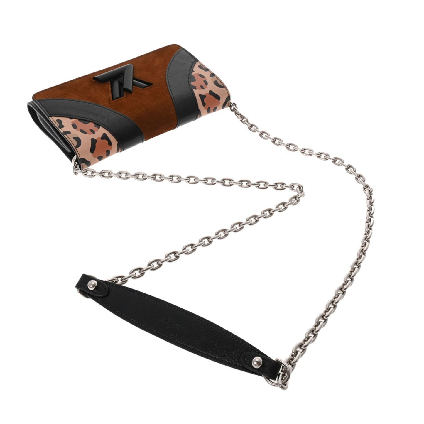 LOUIS VUITTON Monogram Portefeuille Twist Chain Leopard Brown M51832 Ladies Leather