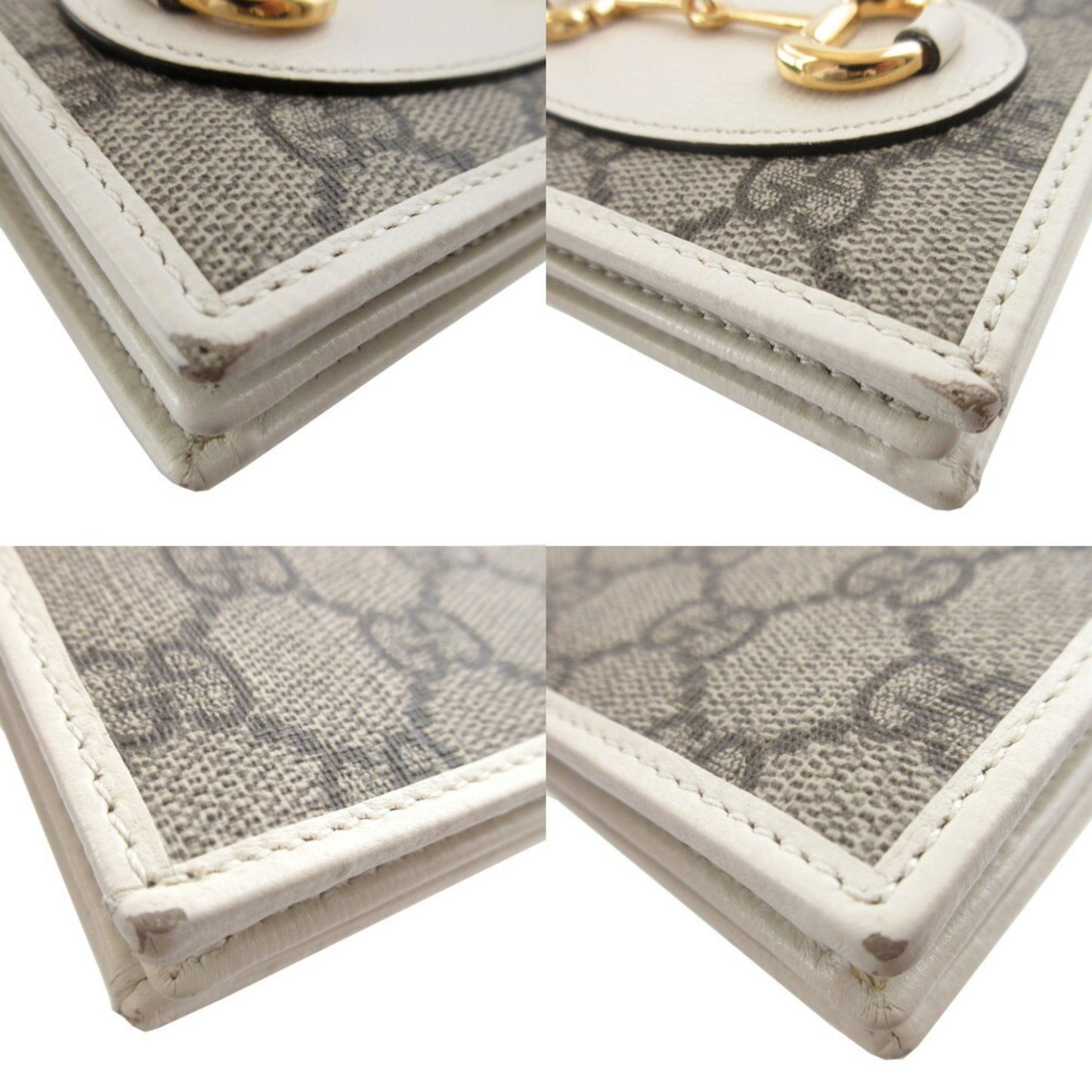 Gucci Beige White Gg Supreme Leather Wallet (Bi-Fold) ( )