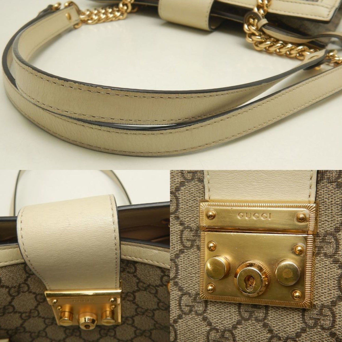 Gucci Padlock Beige Ivory Gg Supreme Tote Bag ( )