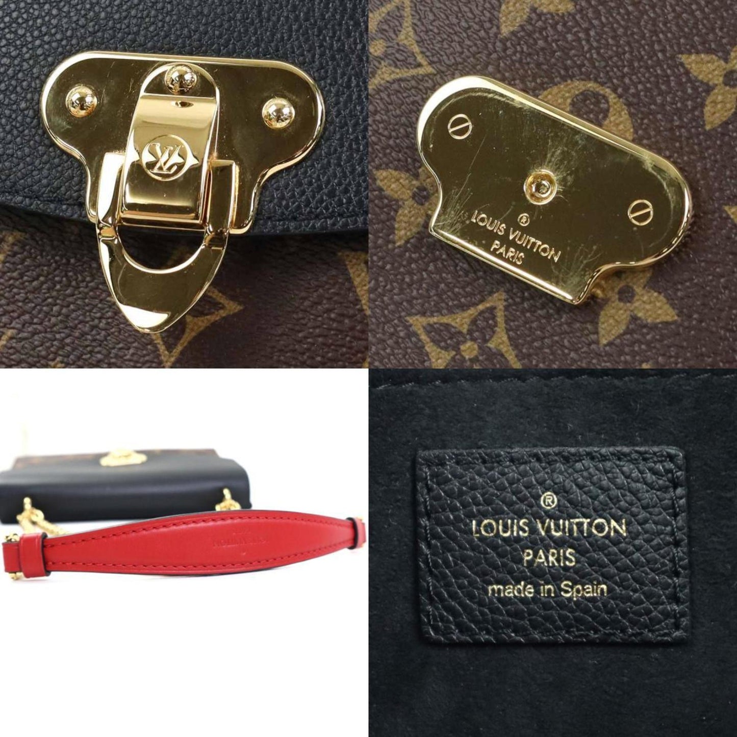 LOUIS VUITTON Shoulder Bag Monogram Sample Seed Canvas/Leather Brown/Black/Red Gold Women's