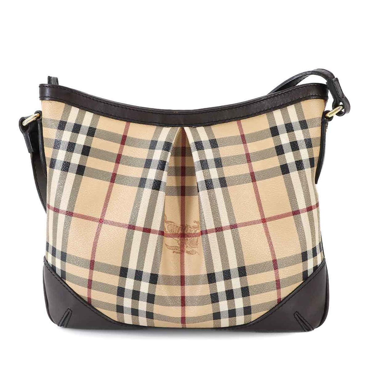 Burberry Beige Dark Brown Pvc Leather Shoulder Bag ( )