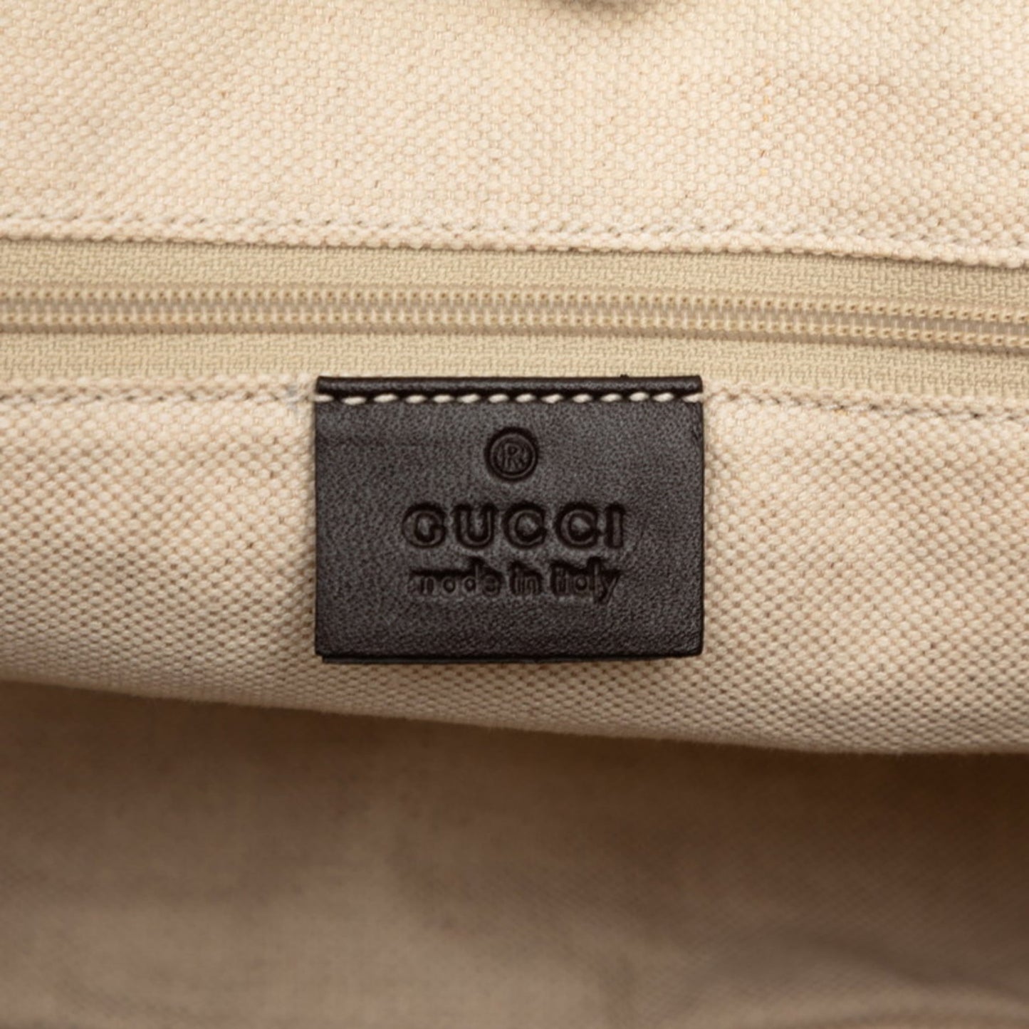 Gucci Beige Brown Canvas Leather Shoulder Bag Tote Bag ( )