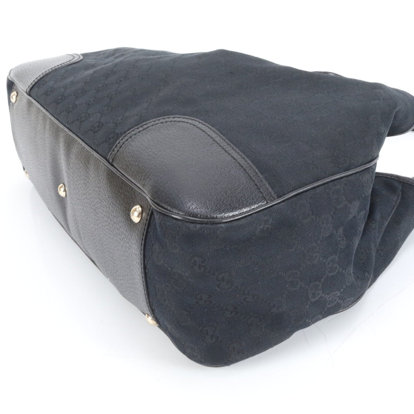 Gucci Black Leather Canvas Tote Bag ( )