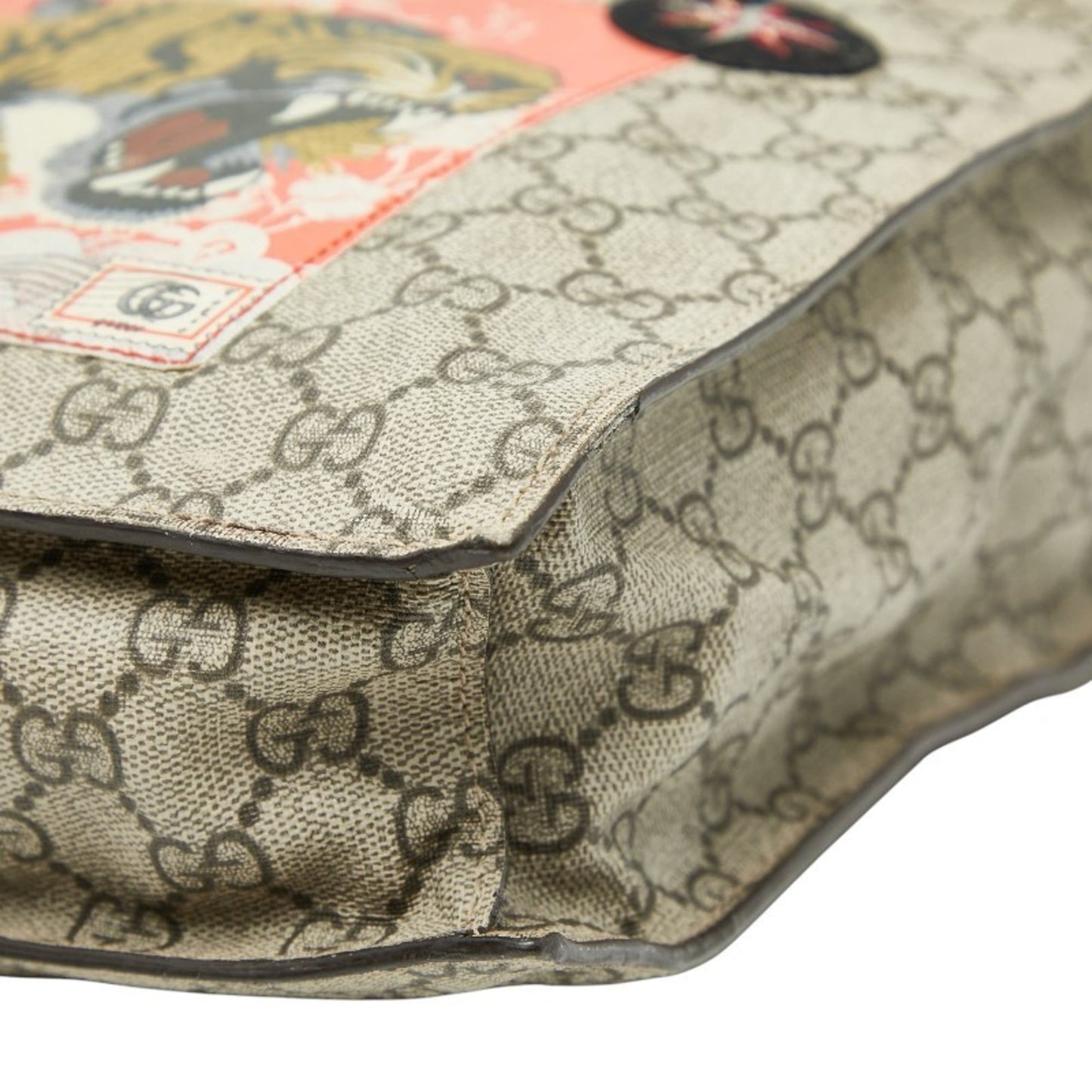Gucci Beige Multi-Color Pvc Leather Shoulder Bag Tote Bag ( )