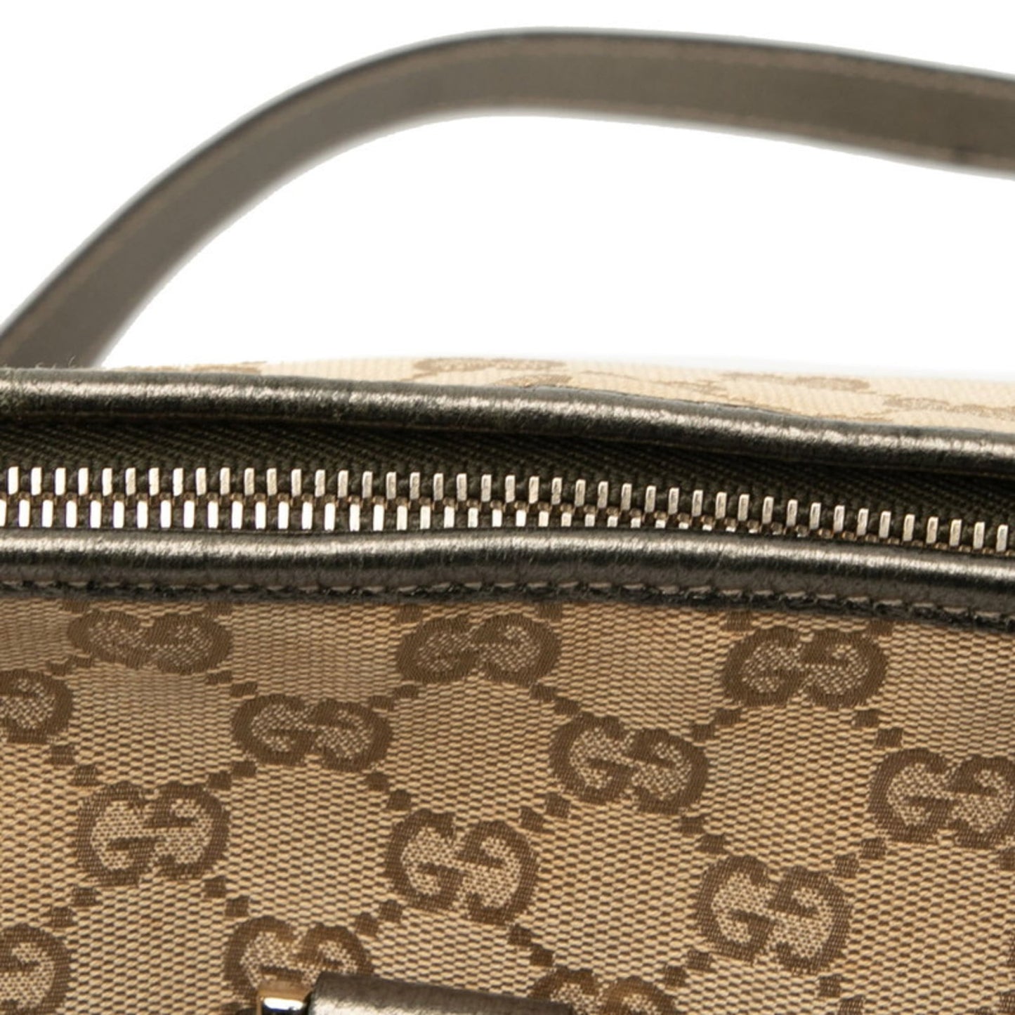 Gucci Beige Brown Canvas Leather Shoulder Bag ( )