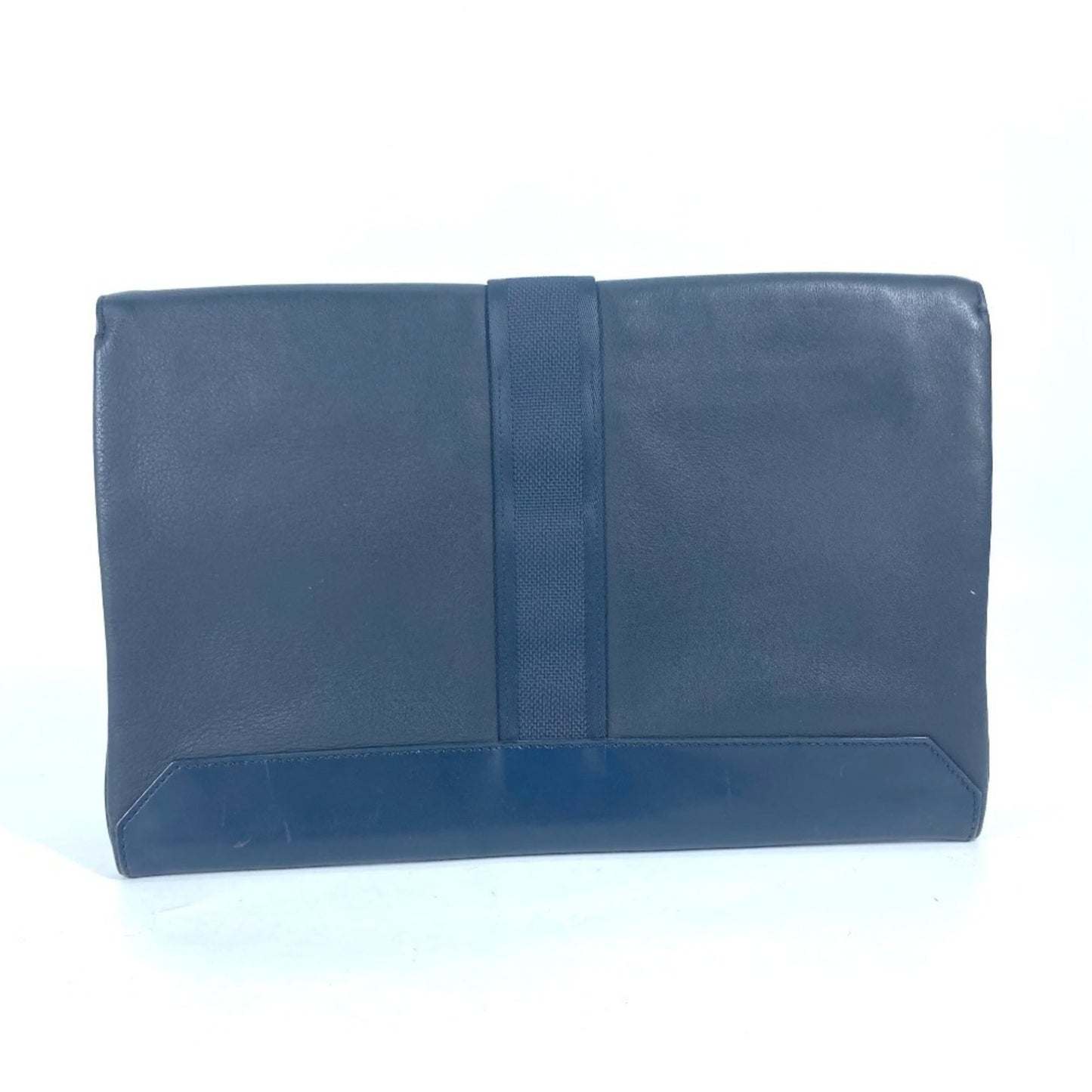 Hermes Navy Leather Clutch Bag Pouch ( )