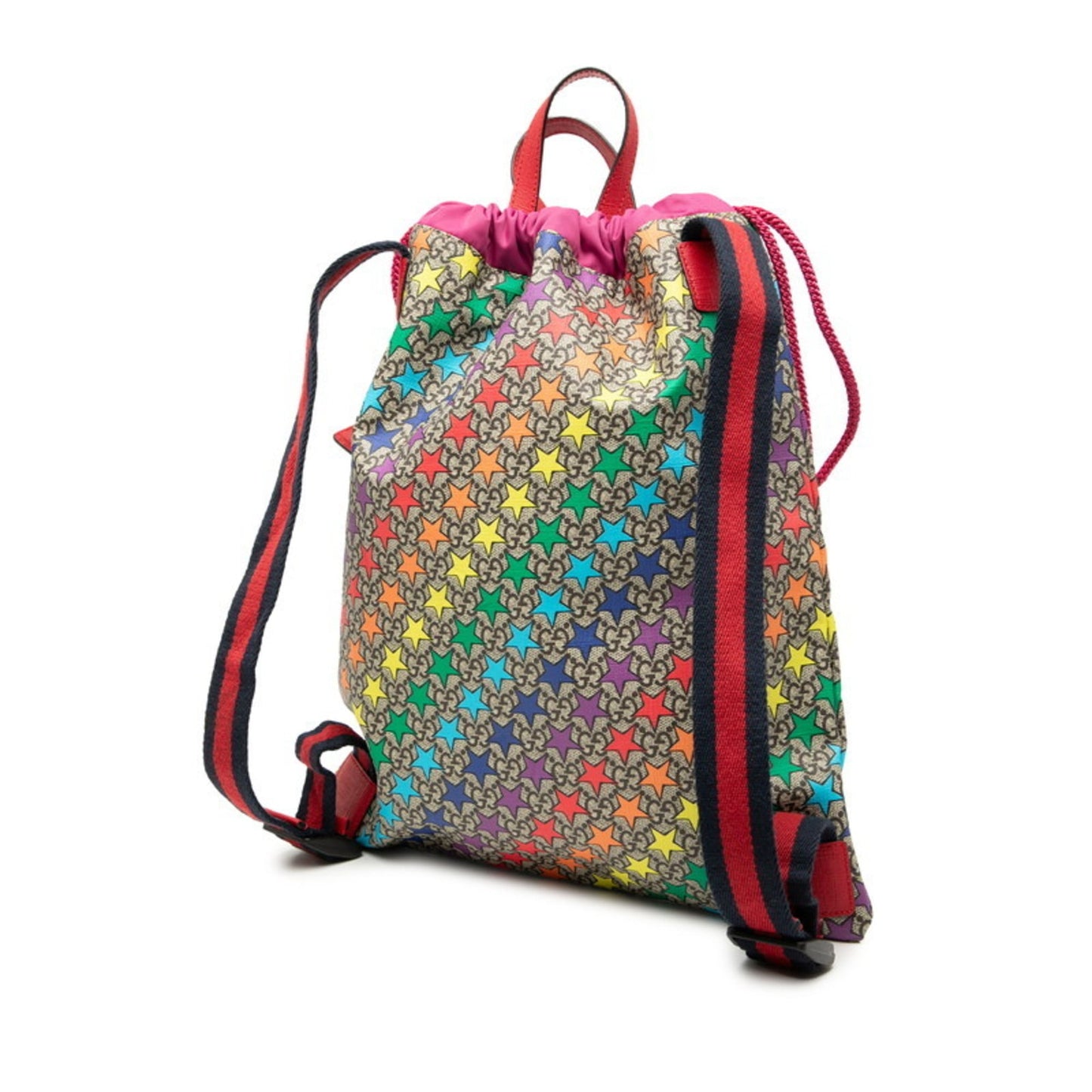 Gucci Brown Multi-Color Pink Pvc Leather Nylon Backpack ( )
