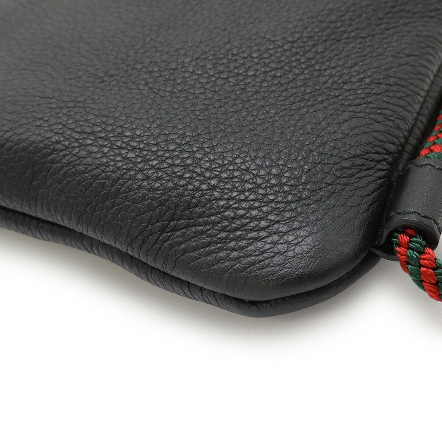 Gucci Black Green Red Color Leather Backpack ( )