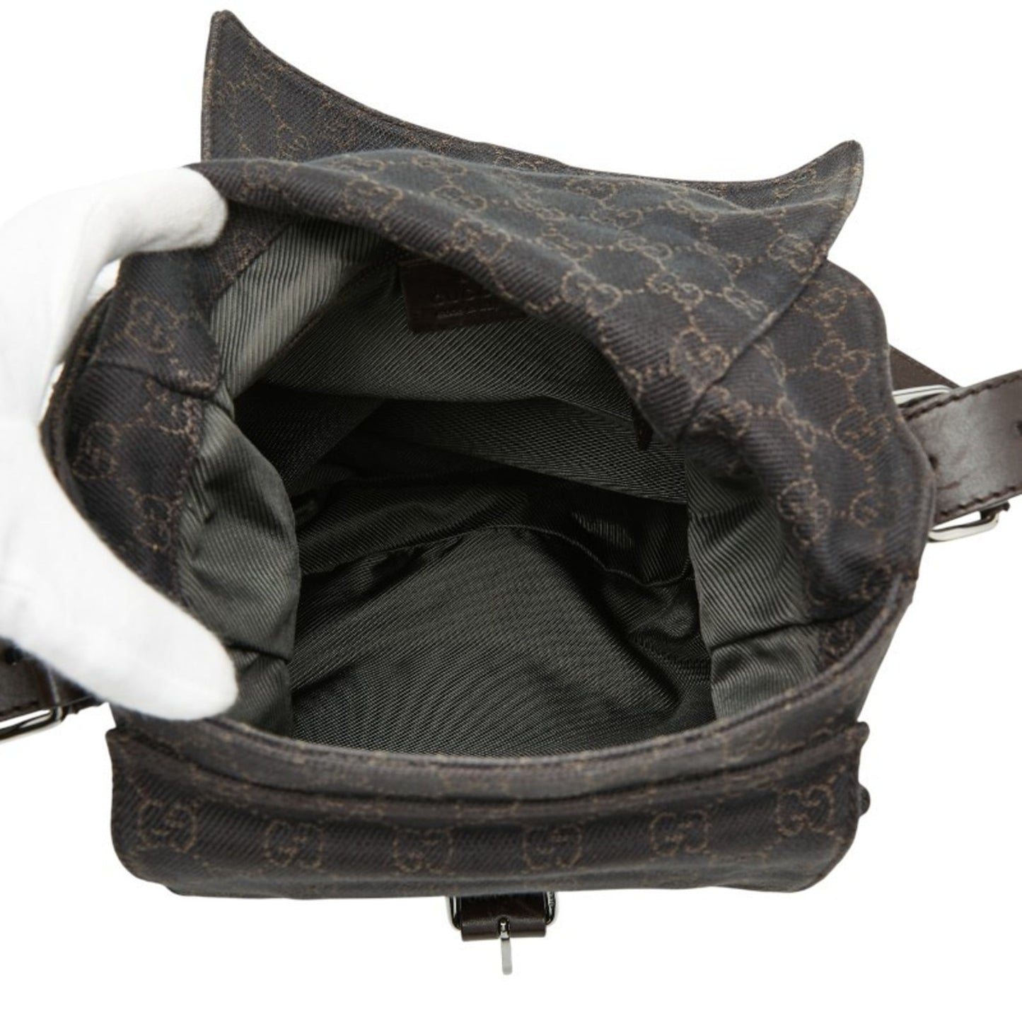 Gucci Brown Canvas Leather Shoulder Bag ( )