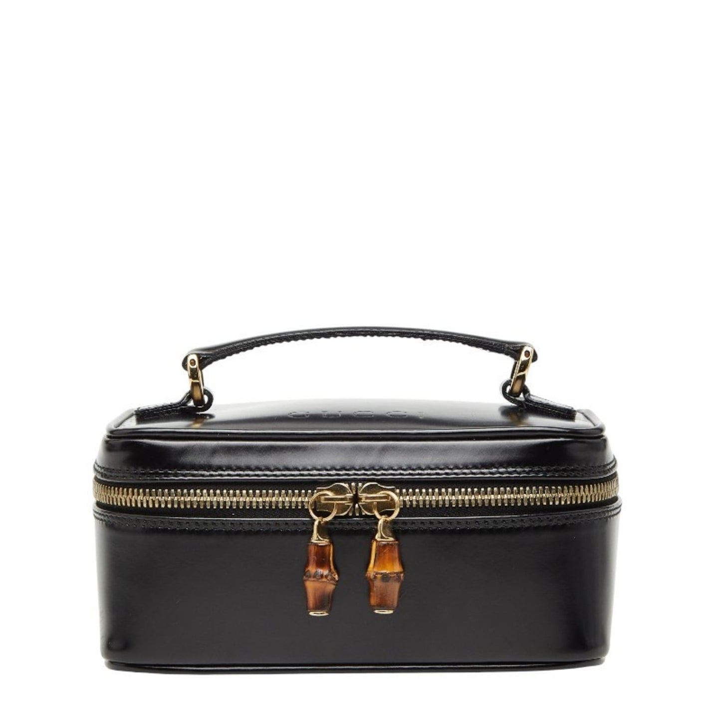 Gucci Black Leather Handbag Vanity Bag ( )