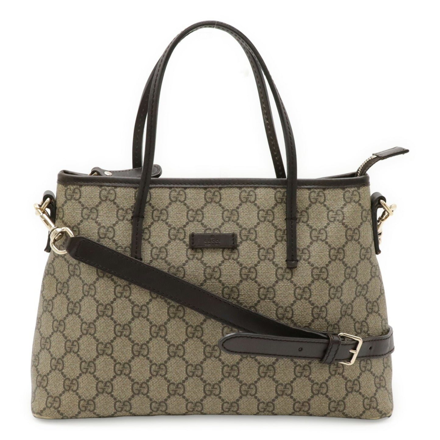 Gucci Gg Plus Beige Dark Brown Gg Supreme Leather Handbag Shoulder Bag Tote Bag ( )