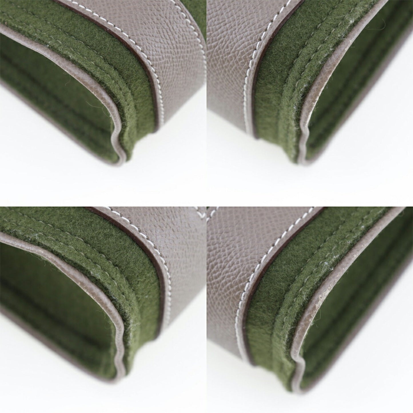Hermes Petit H Brown Etoupe Gray Green Felt Tote Bag ( )