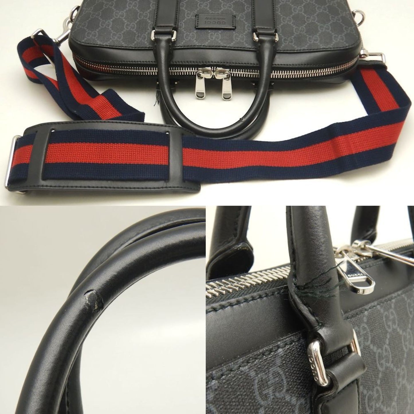 Gucci Black Gg Supreme Canvas Briefcase ( )