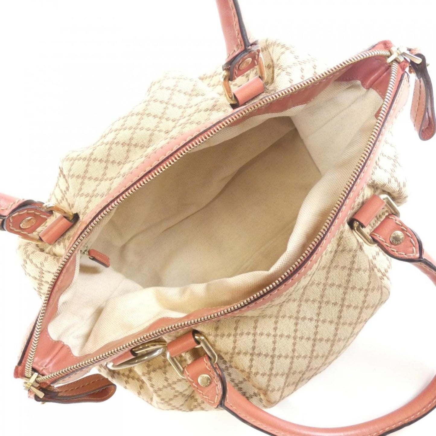 Gucci Beige Pink Canvas Handbag ( )