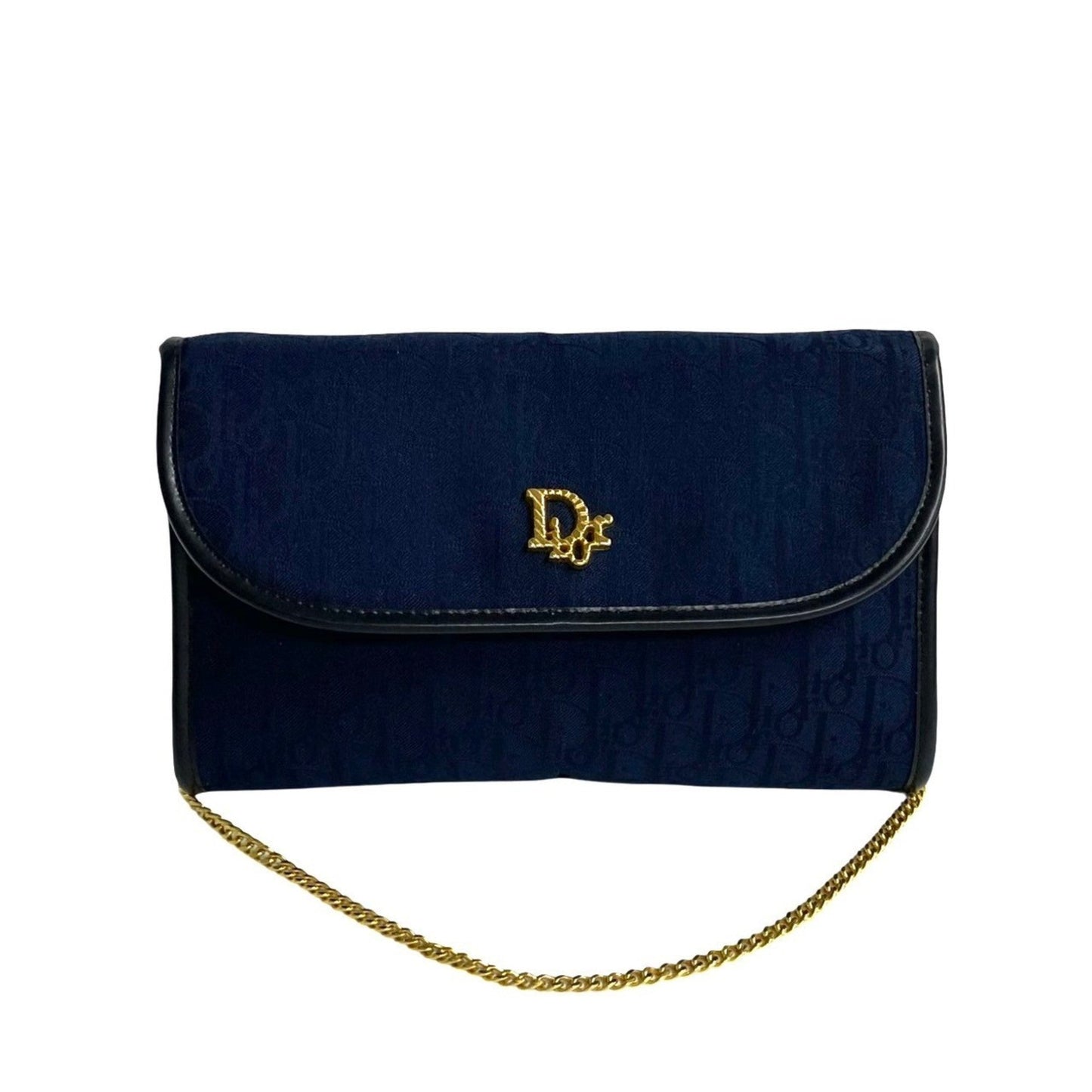 Christian Dior Navy Canvas Leather Shoulder Bag ()