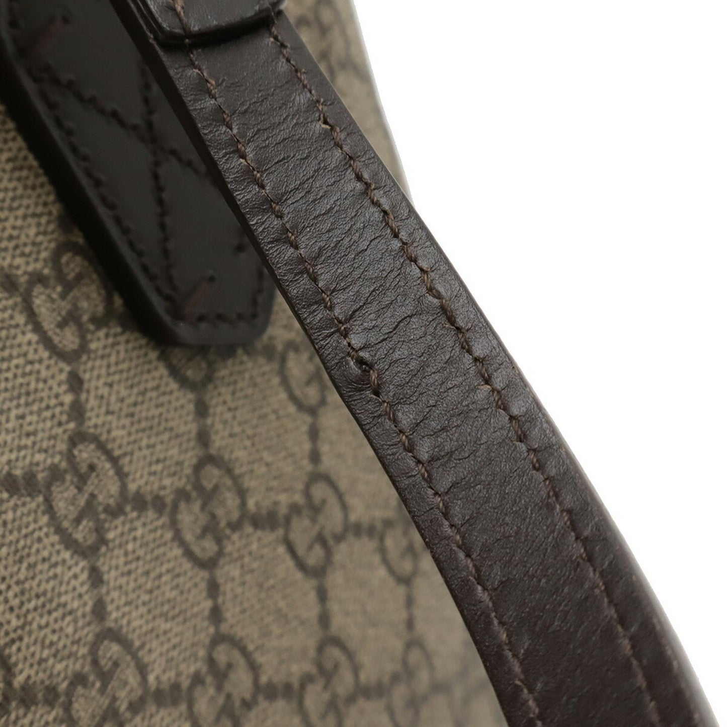 Gucci Beige Brown Dark Brown Gg Supreme Canvas Leather Handbag Shoulder Bag Tote Bag ( )
