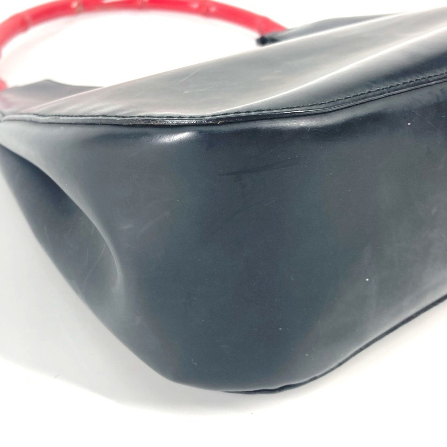 Gucci Black Red Color Leather Handbag Shoulder Bag ( )