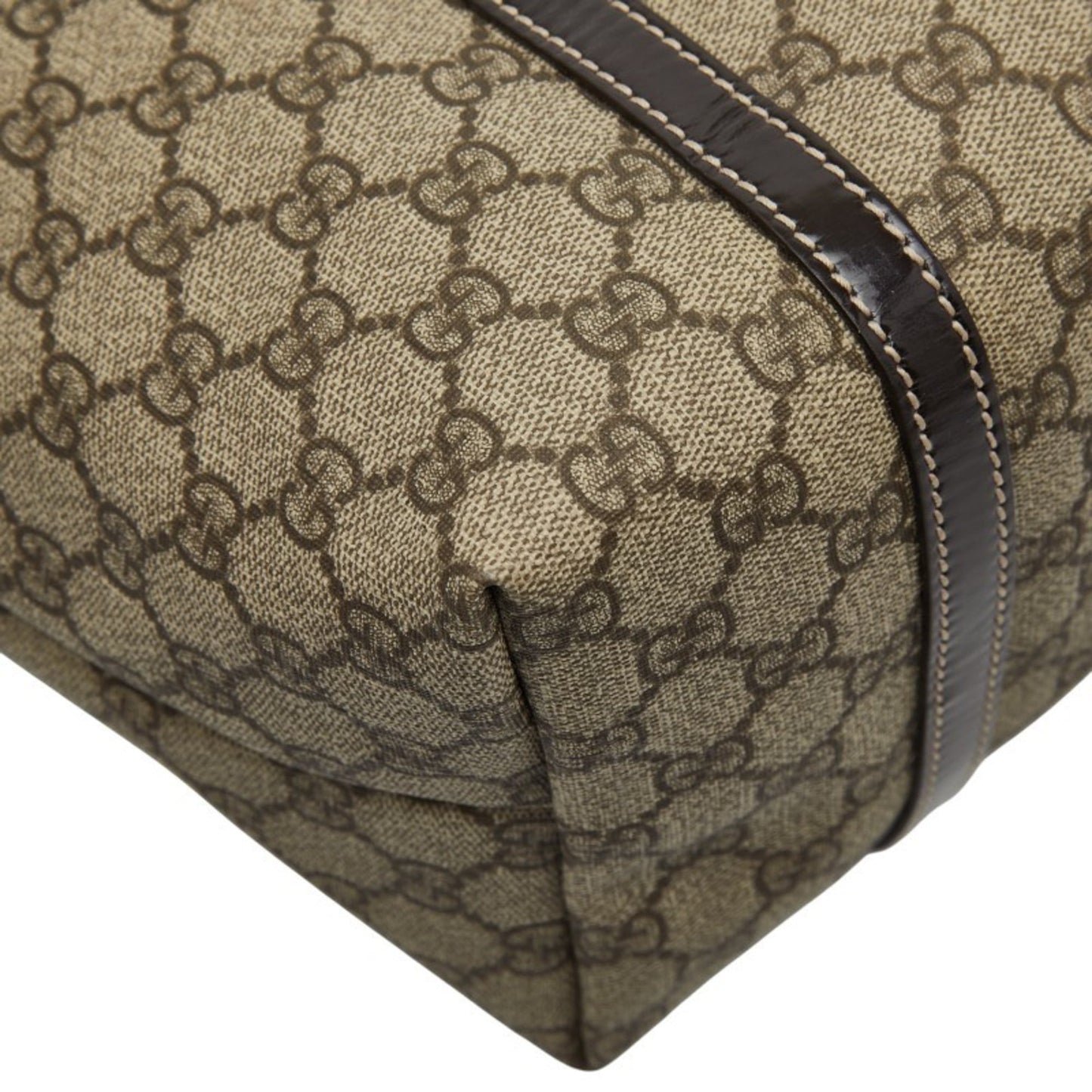 Gucci Beige Brown Pvc Leather Handbag Tote Bag ( )