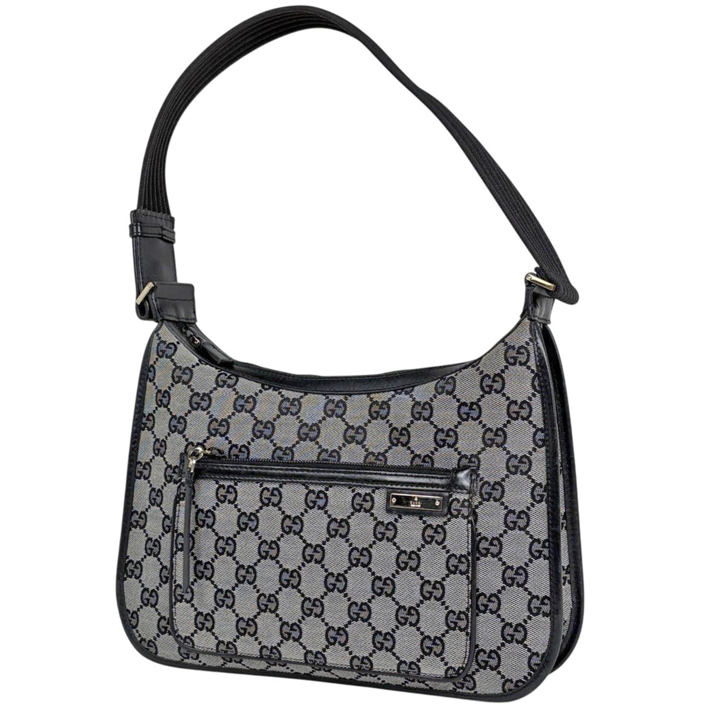 Gucci Black Gg Canvas Leather Shoulder Bag ( )