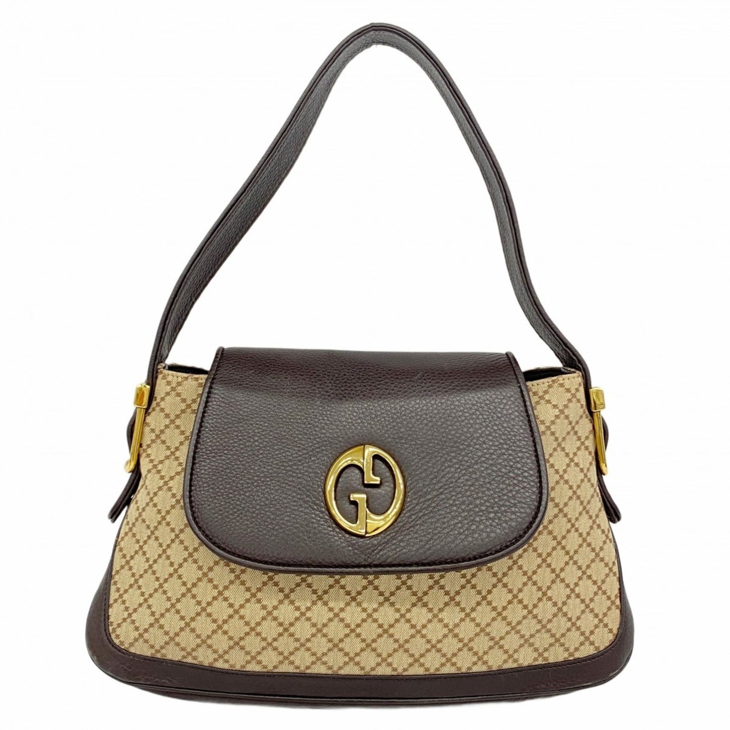Gucci Brown Canvas Leather Shoulder Bag ( )