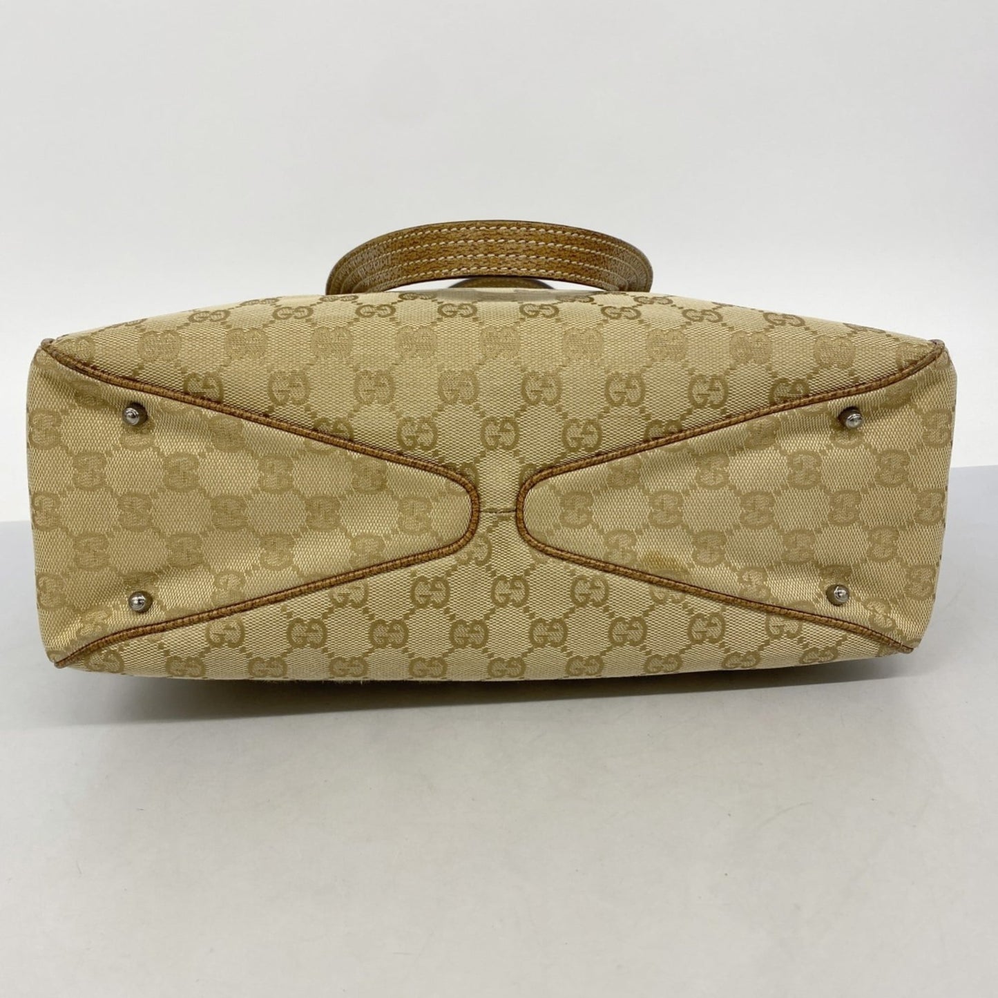 Gucci Beige Brown Canvas Tote Bag ( )