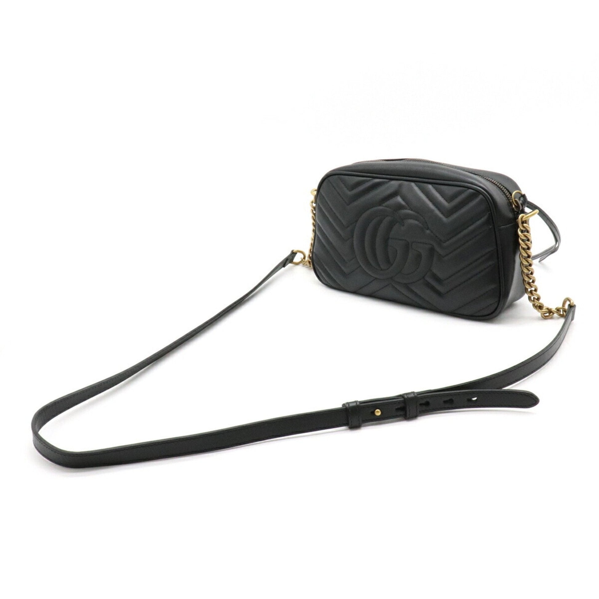Gucci GG Marmont Black Leather Quilted Shoulder Bag Style 1