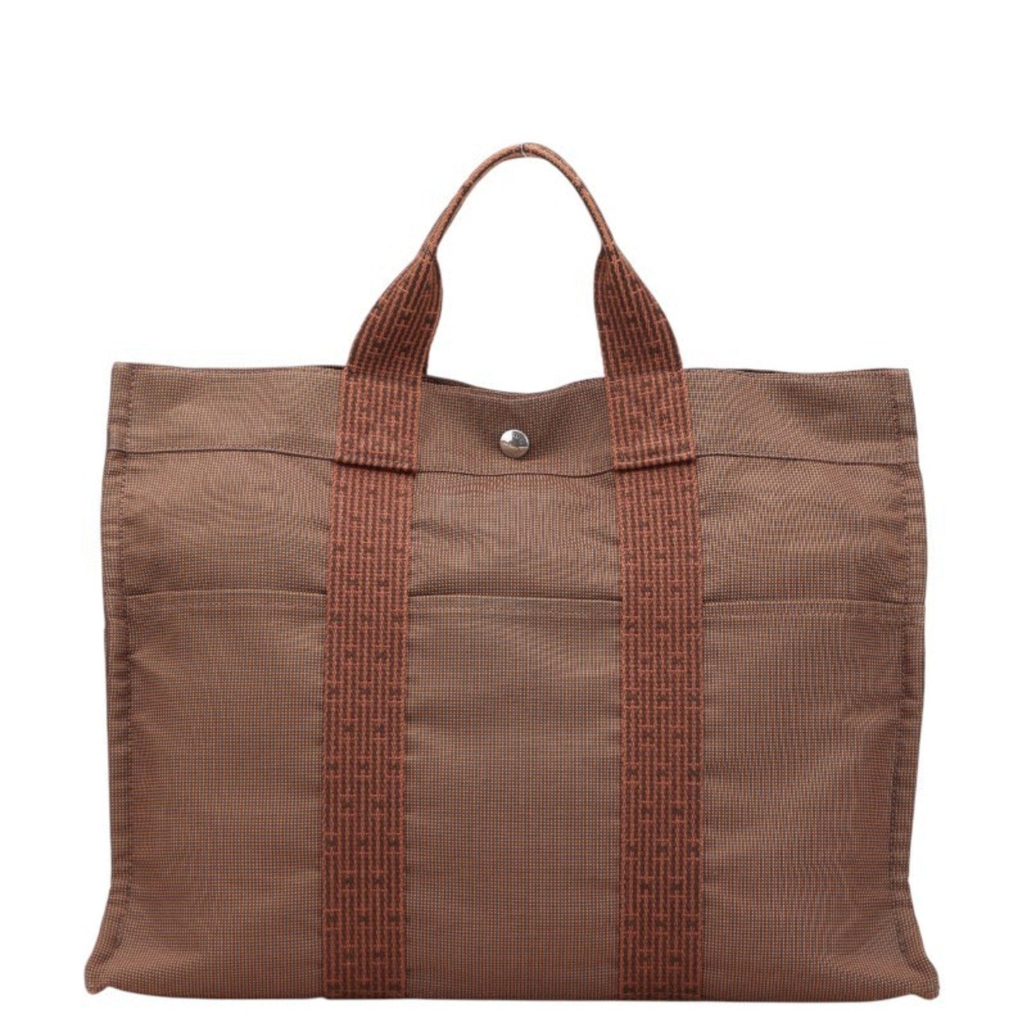 Hermes Her Line Brown Canvas Handbag Tote Bag ( )