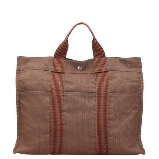 Hermes Her Line Brown Canvas Handbag Tote Bag ( )