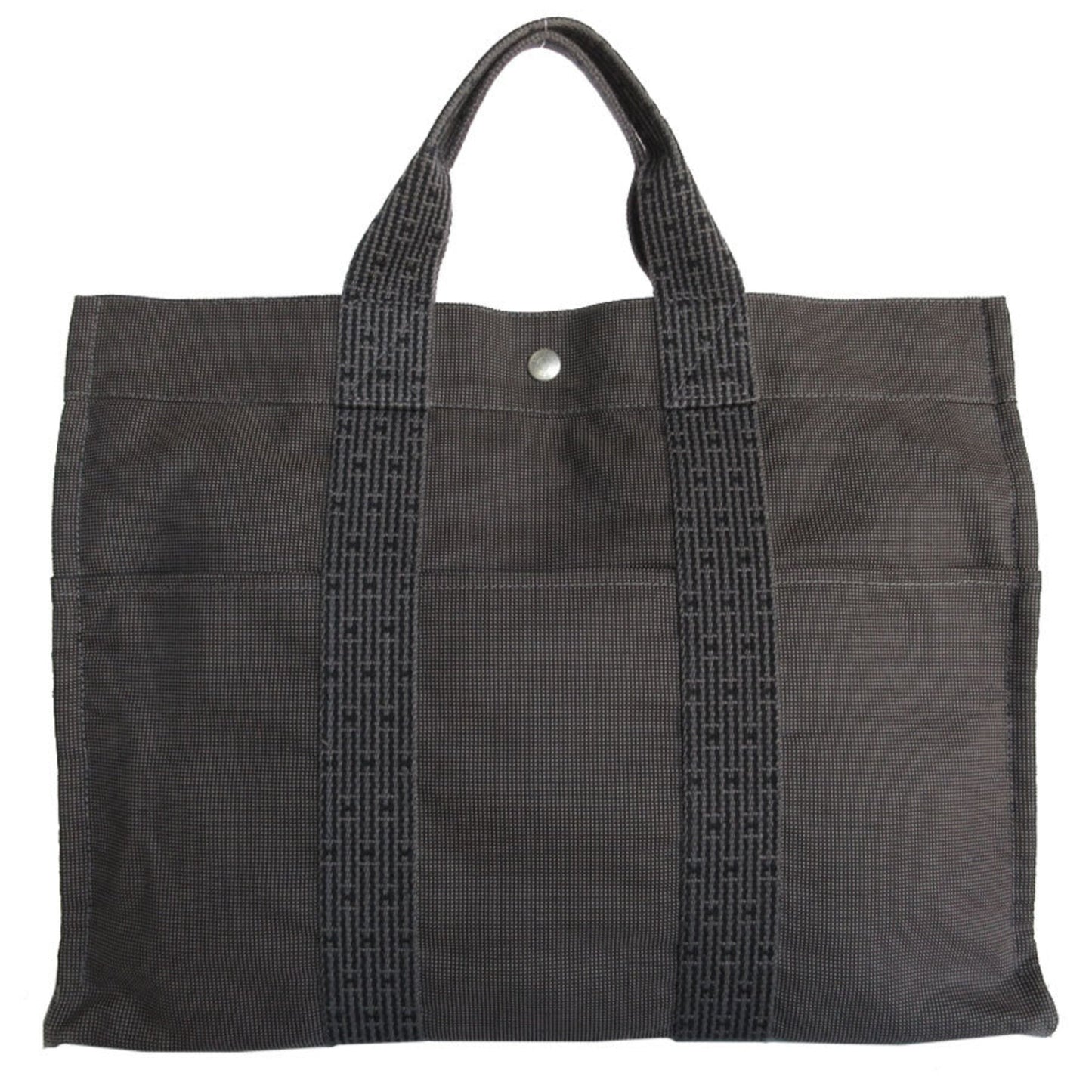 Hermes Dark Gray Canvas Handbag Tote Bag ( )