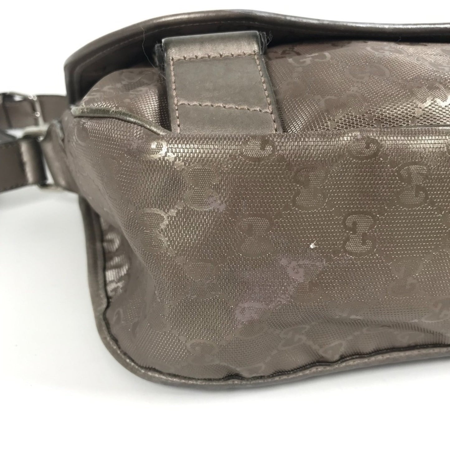 Gucci Metallic Gg ImprimÃ© Leather Messenger Bag Shoulder Bag ( )