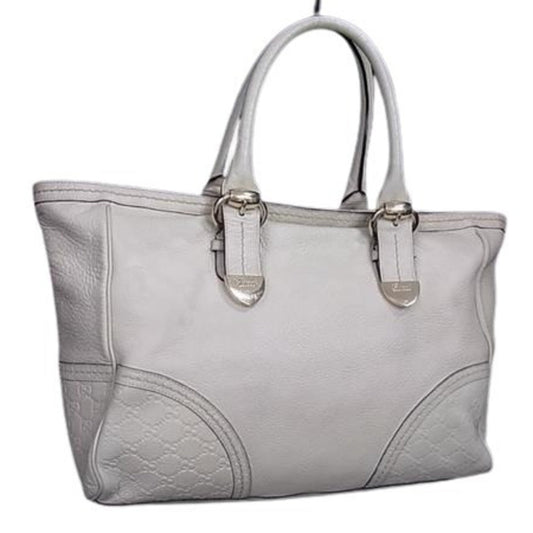 Gucci Light Beige Leather Handbag Shoulder Bag Tote Bag ( )