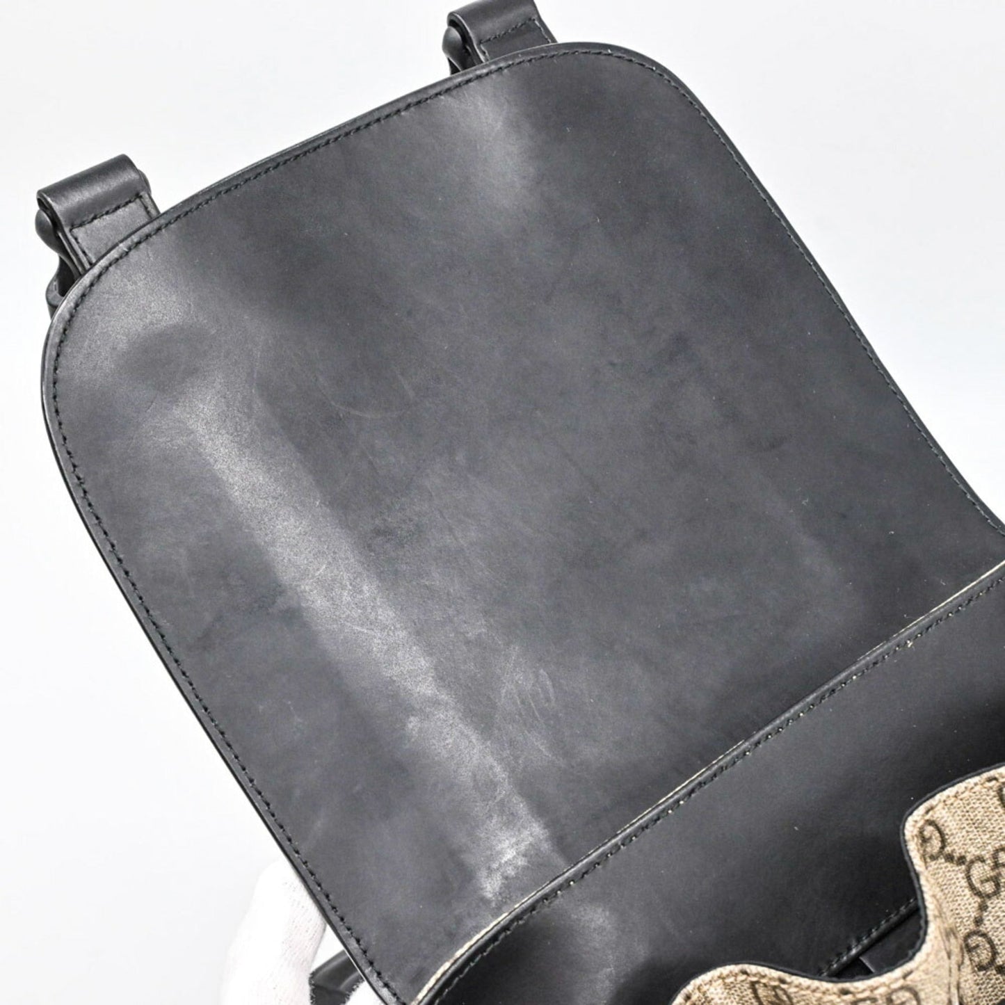 Gucci Beige Black Gg Supreme Leather Backpack ( )