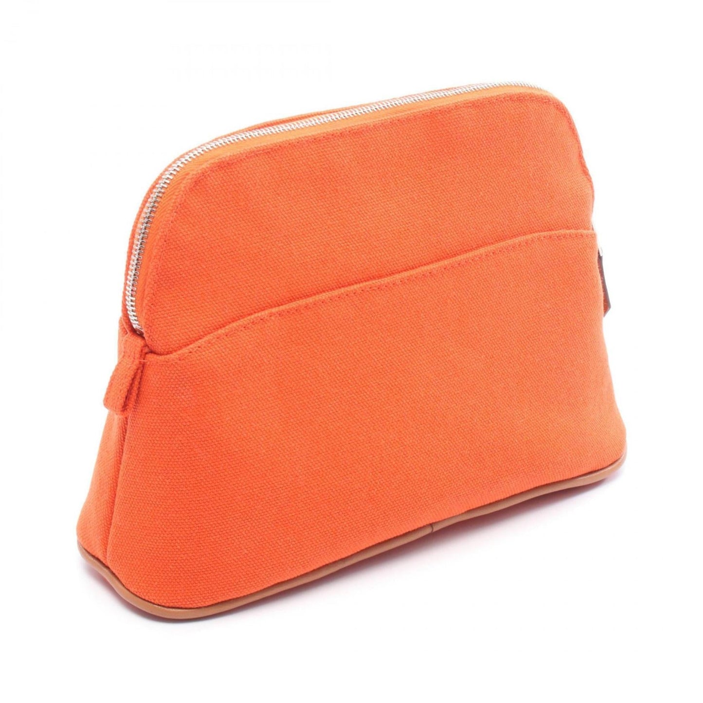 Hermes Brown Orange Canvas Leather Pouch ( )