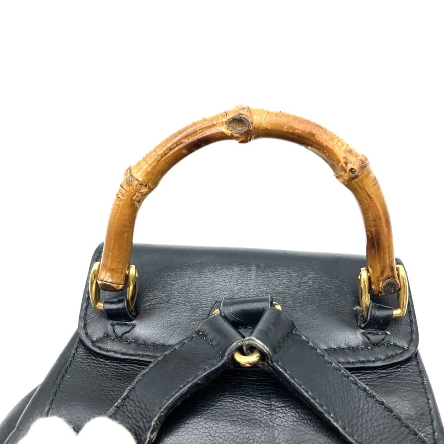 Gucci Black Leather Bamboo Backpack ( )