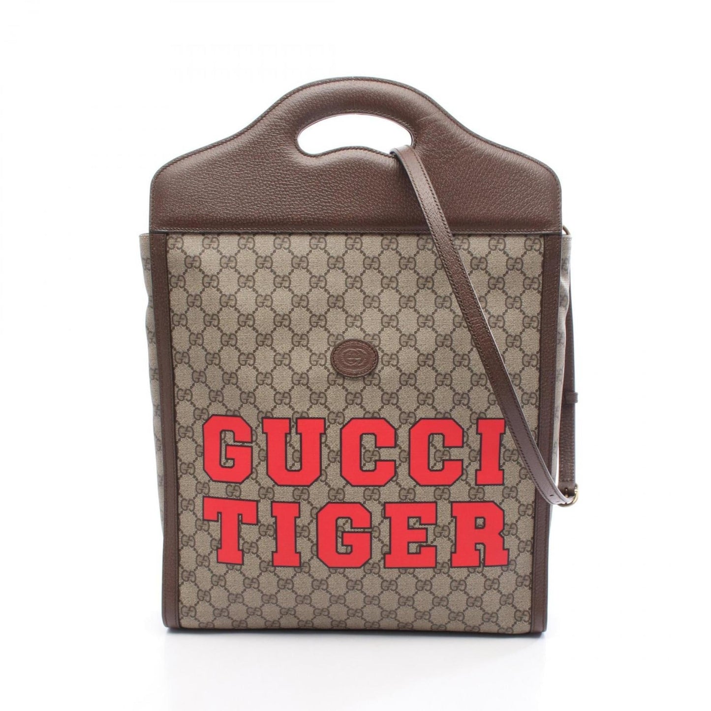 Gucci Beige Brown Multi-Color Gg Supreme Leather Handbag Tote Bag ( )