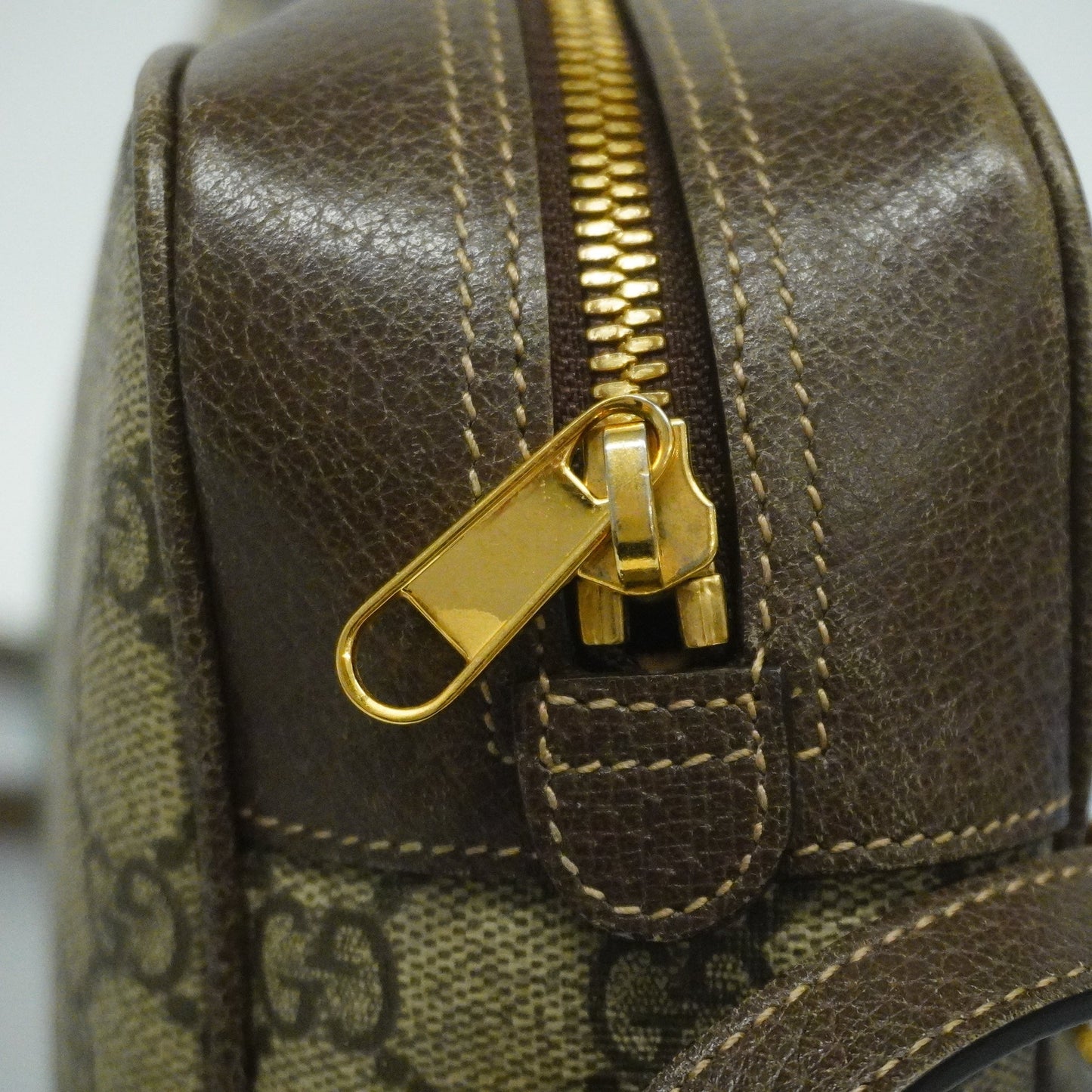 GUCCI Auth  Sherry Line Shoulder Bag 517080 GG Supreme,Leather Beige,Brown