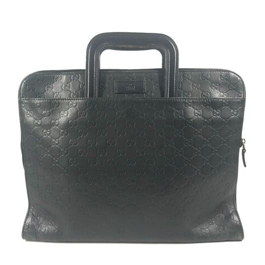 Gucci Black Gg Leather Briefcase Handbag Tote Bag ( )
