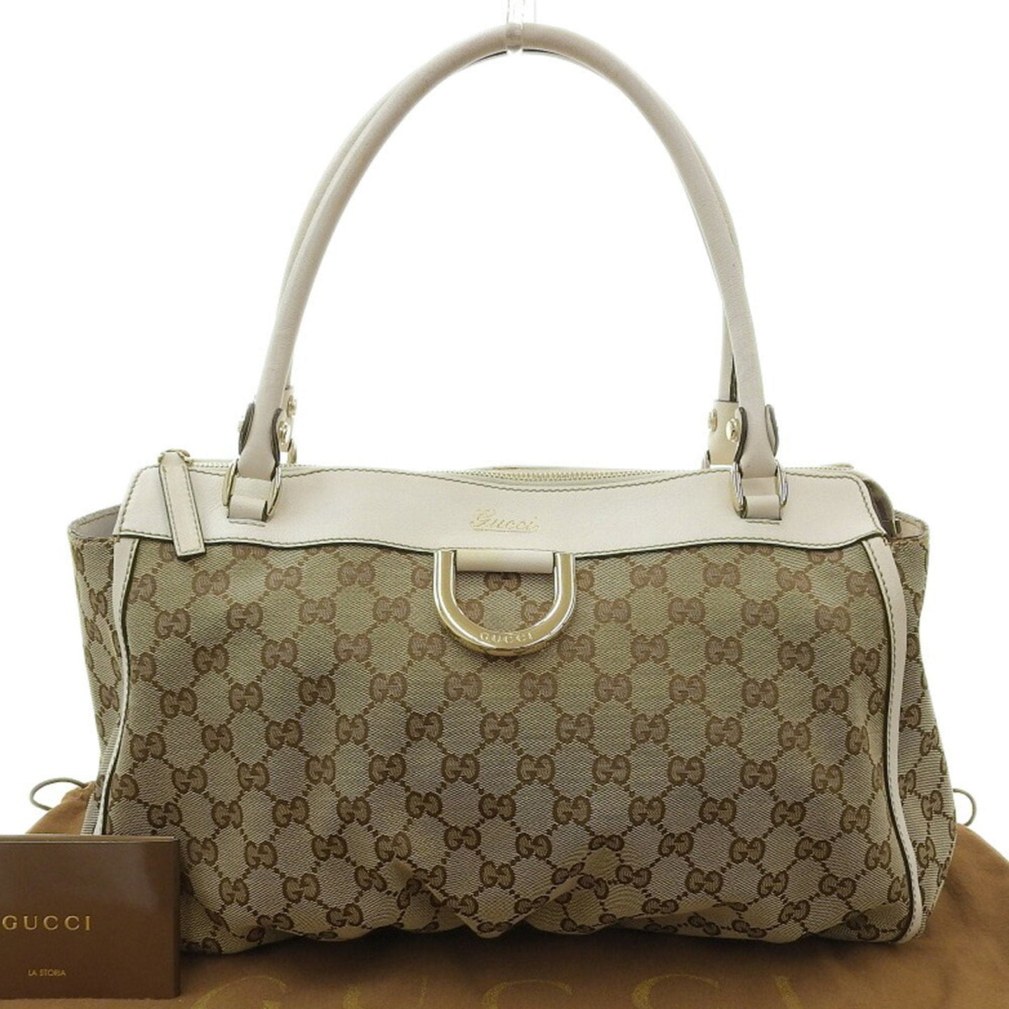 Gucci Brown Leather Canvas Tote Style 44
