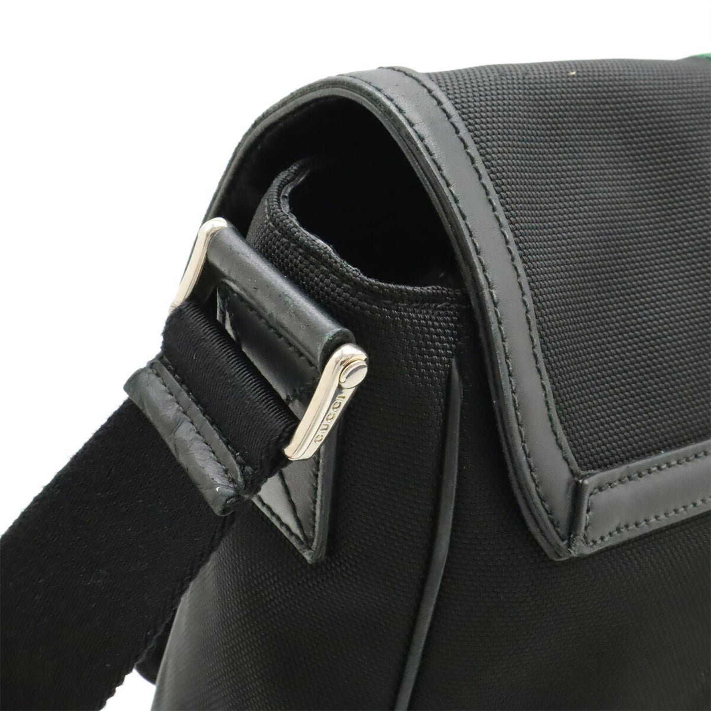 Gucci Sherry Line Black Green Red Color Nylon Canvas Shoulder Bag ( )