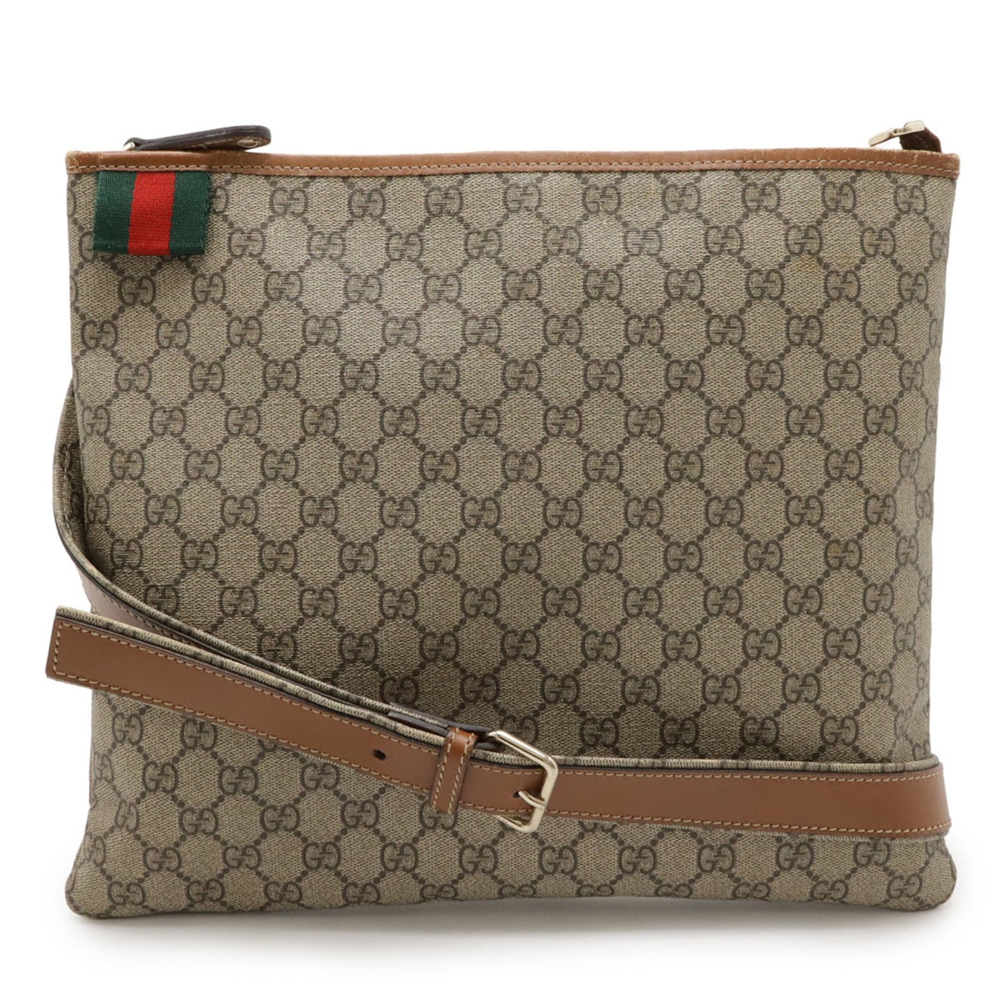 Gucci Beige Brown Brown Khaki Gg Supreme Shoulder Bag ( )