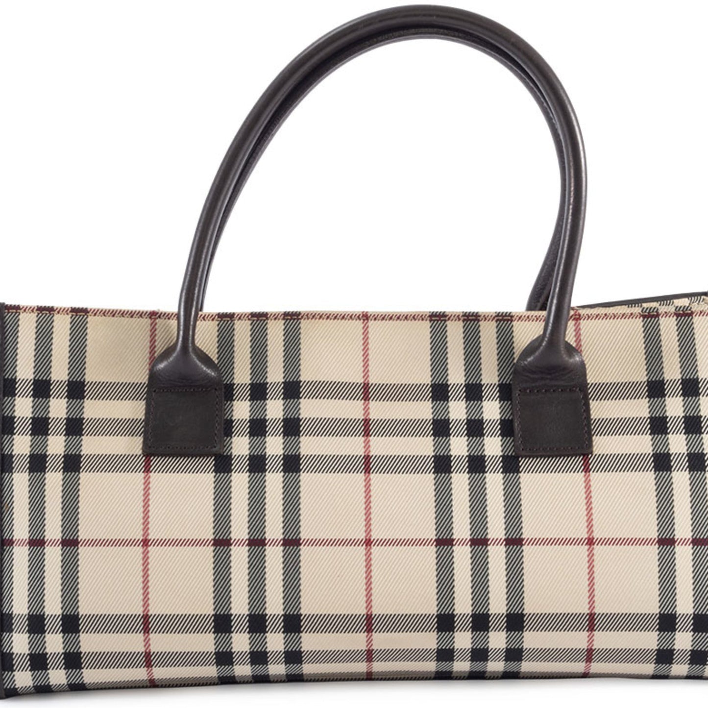 Burberry Beige Brown Canvas Leather Handbag ( )