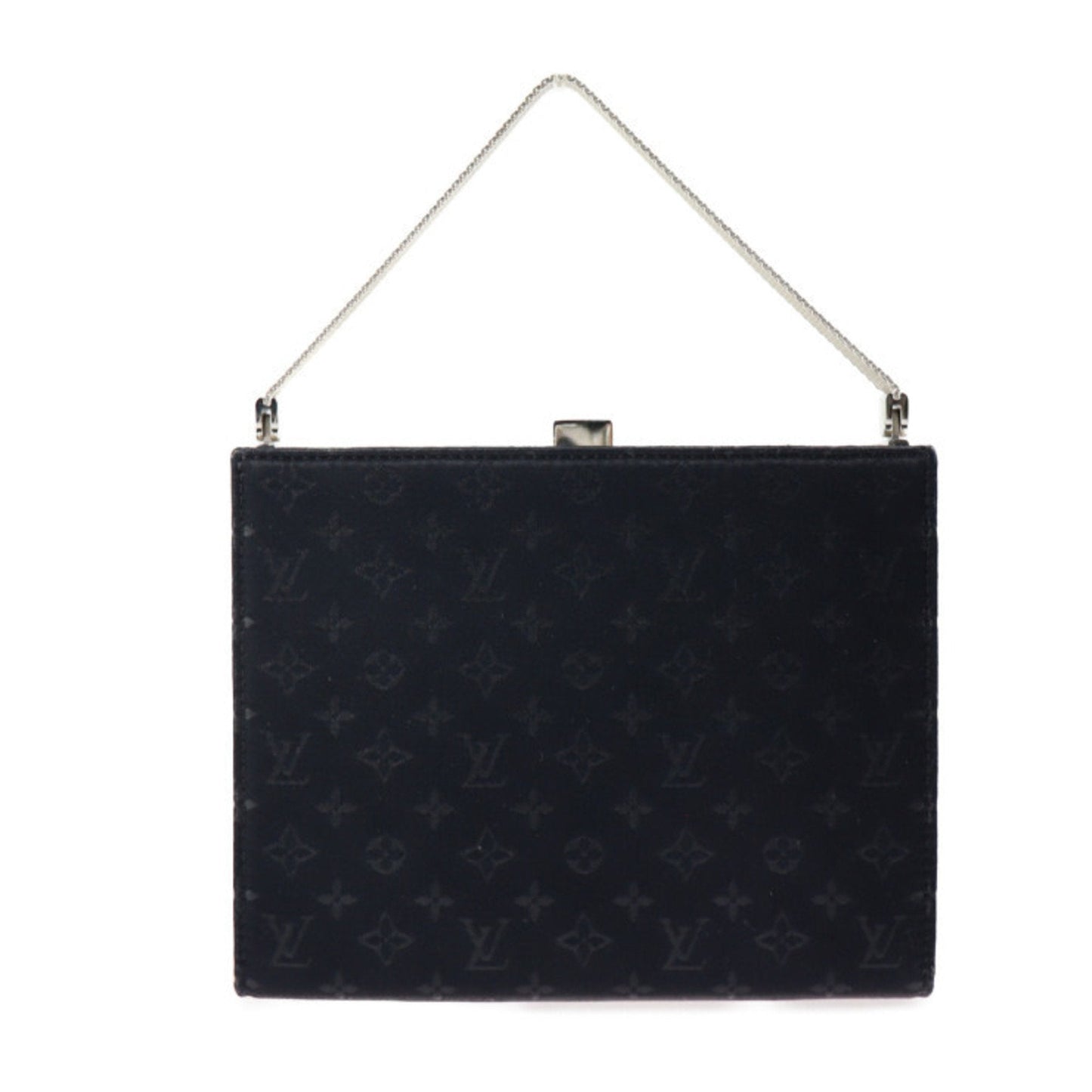 LOUIS VUITTON Ange MM handbag M92101 monogram satin black silver metal fittings purse