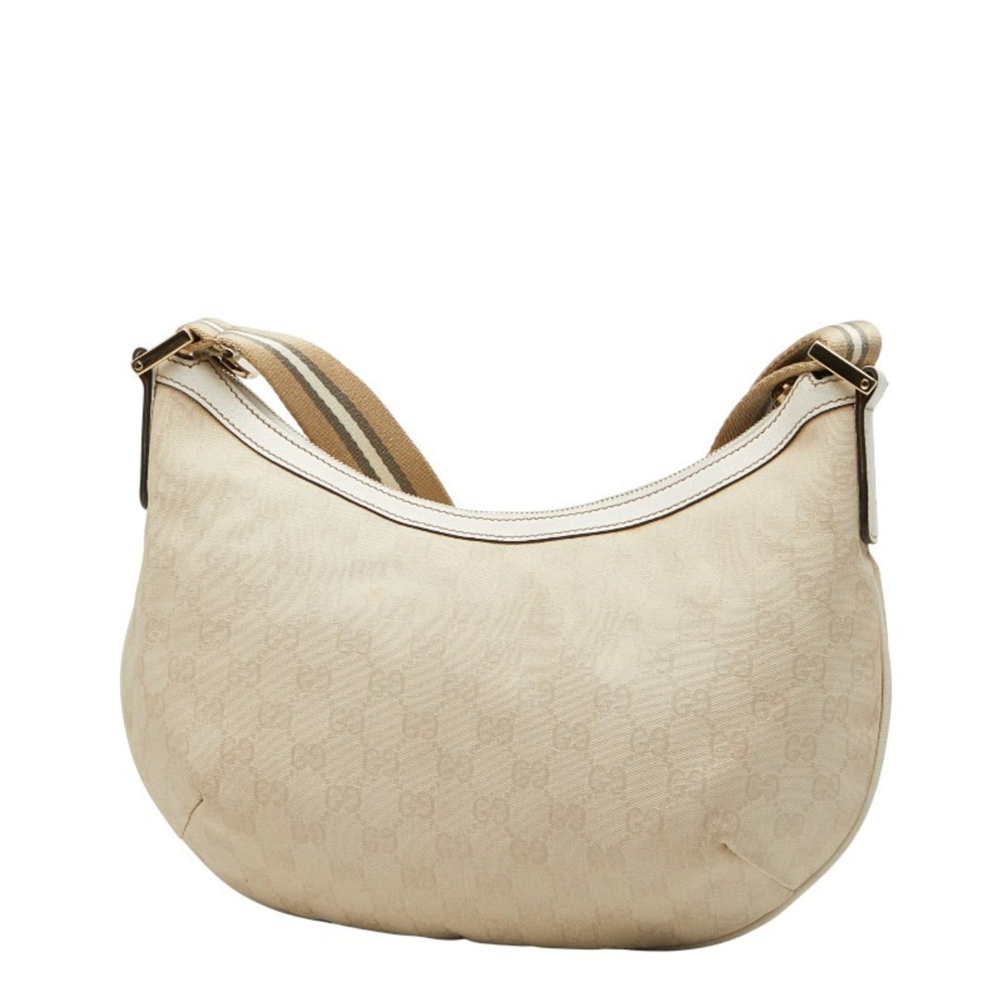 Gucci Gg Canvas Beige White Canvas Leather Shoulder Bag ( )
