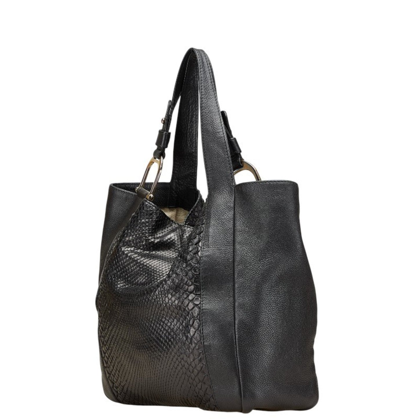 Gucci Black Leather Shoulder Bag Tote Bag ( )